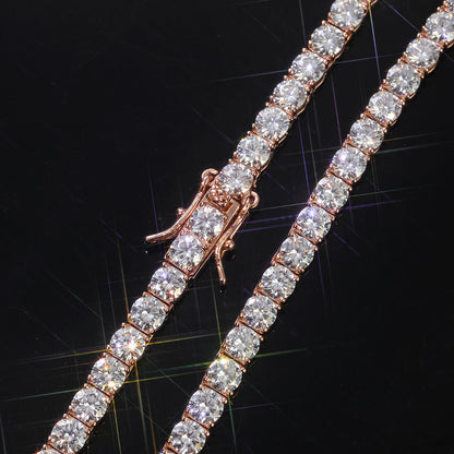 VVS Moissanite Iced Out Cut Rose Gold Colored 925 Silver Tennis Bracelet