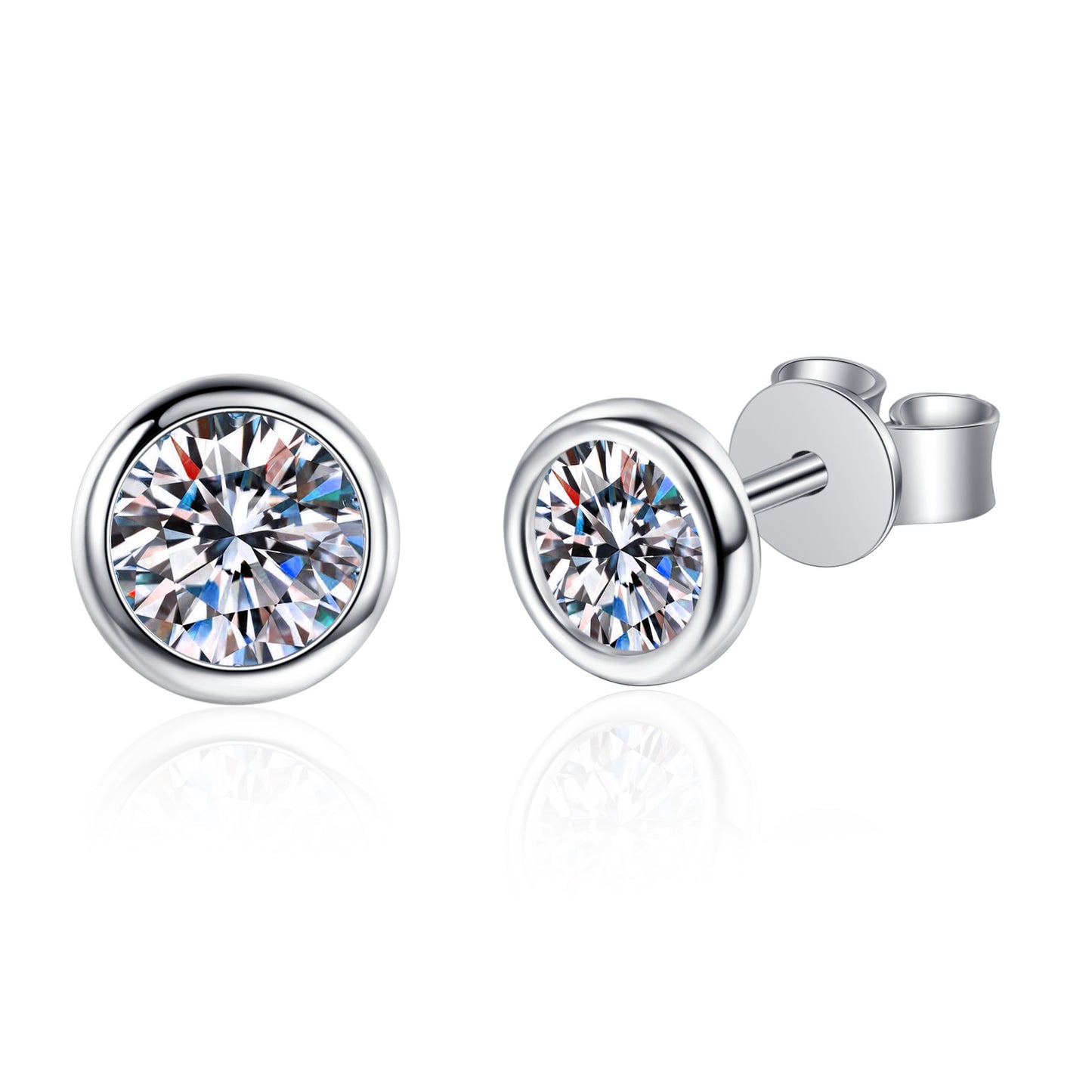Shiny One Carat VVS Moissanite 925 Silver Stud Earrings