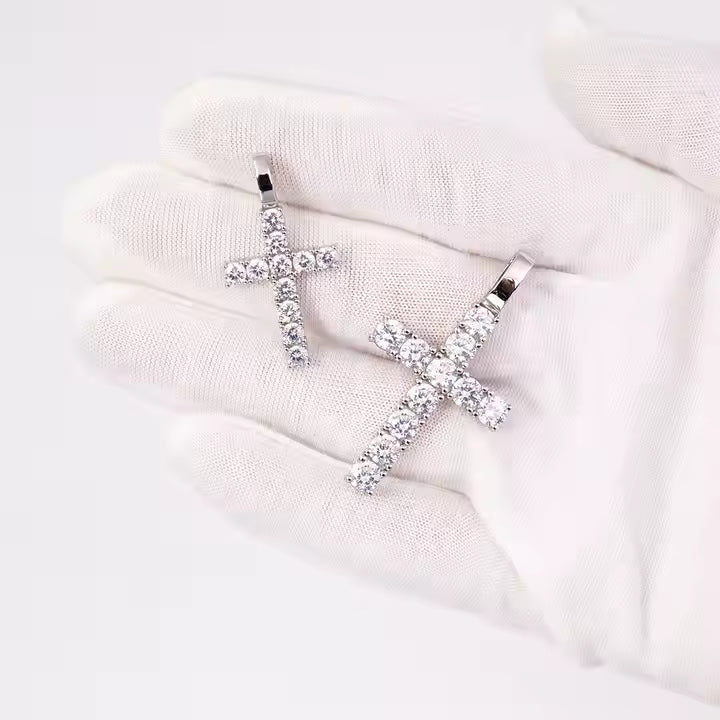 VVS Moissanite 925 Silver Crosses Chain Necklace Pendant for Men