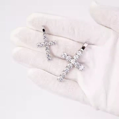 VVS Moissanite 925 Silver Crosses Chain Necklace Pendant for Men