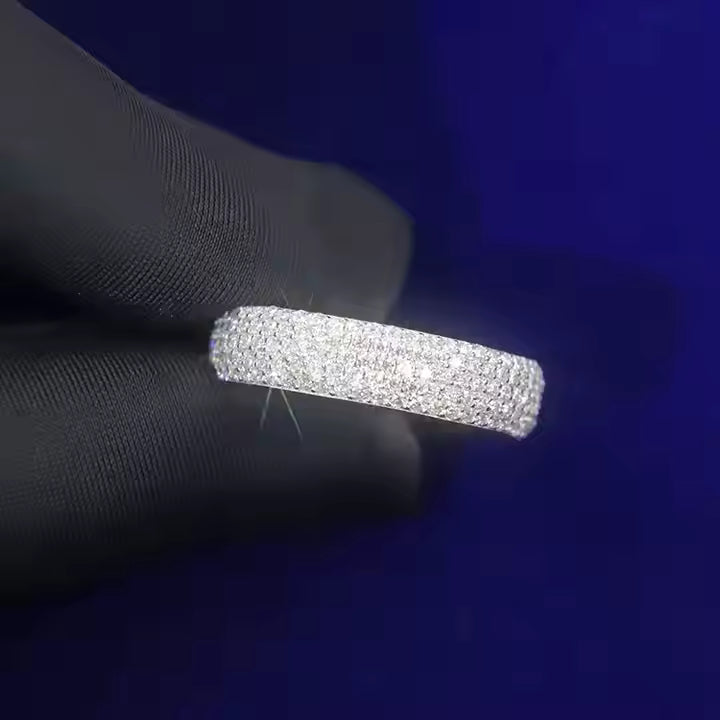 4rows VVS Moissanite 925 Sterling Silver Ring