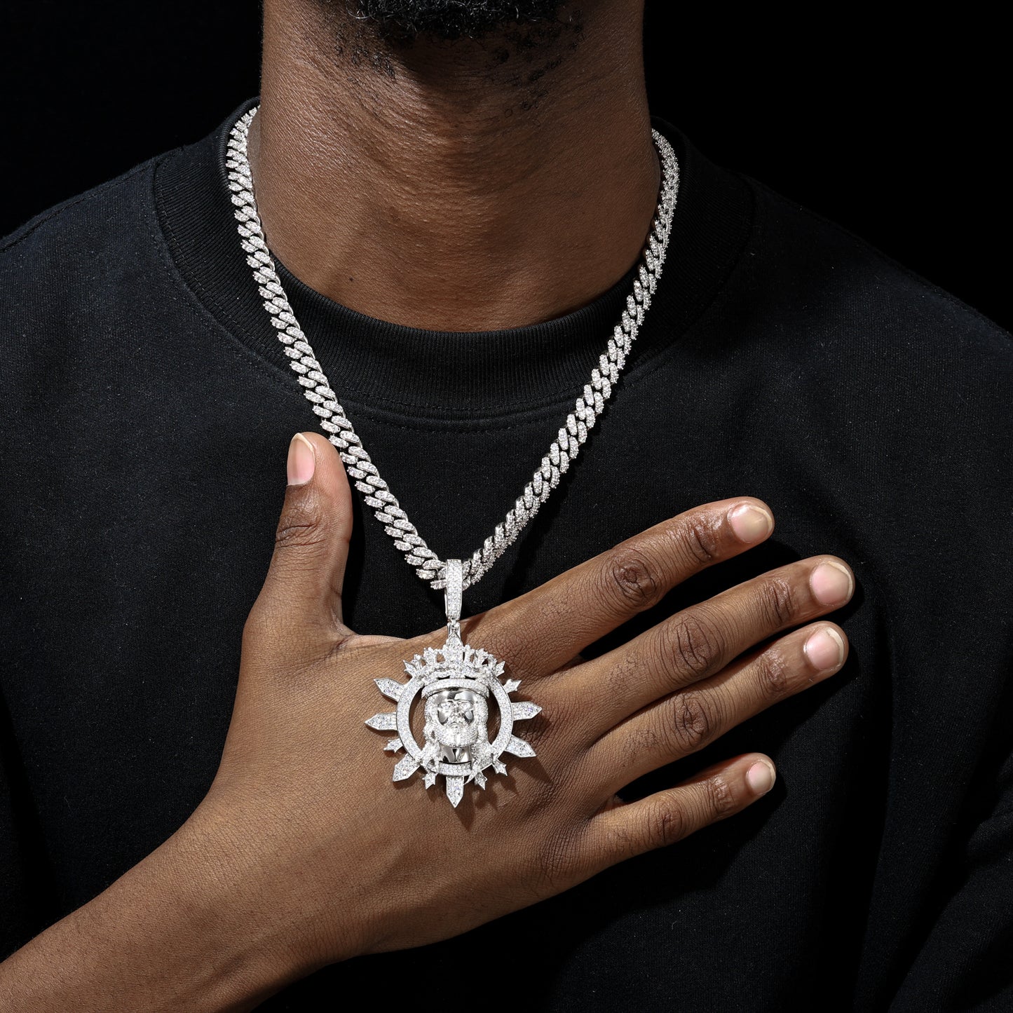 VVS Moissanite 925 Silver Jesus Pendant Only for Men 73mm by 52mm