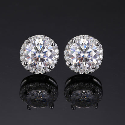Magnetic VVS Moissanite 925 Silver Chrome Earrings, 6.5mm, 8mm, 10mm