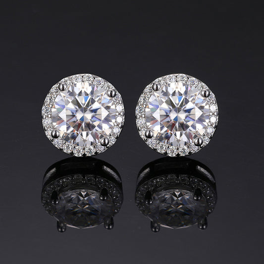 Magnetic VVS Moissanite 925 Silver Chrome Earrings, 6.5mm, 8mm, 10mm