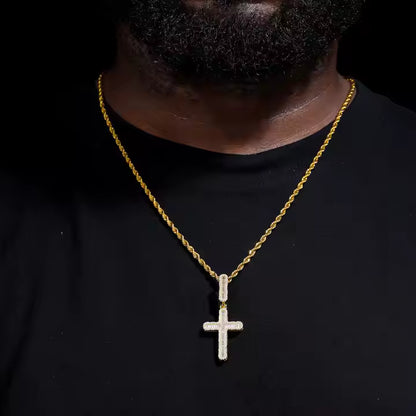Men's Luxury 925 Silver VVS Moissanite Cross Pendant Only