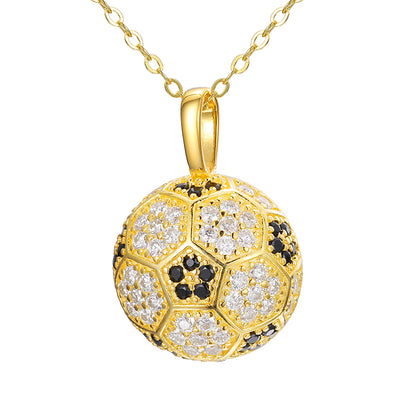 2cm by 1.5cm VVS Moissanite 925 Silver Soccer Pendant + 24 Inch Necklace