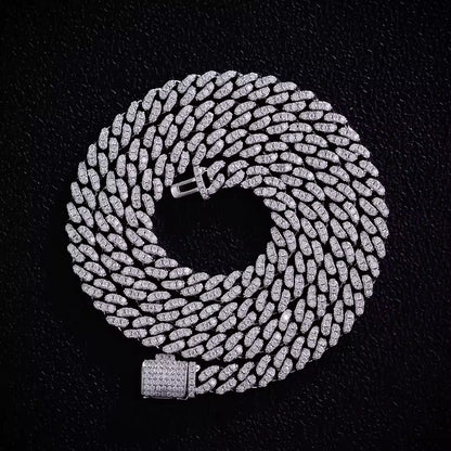 VVS Moissanite 925 Silver Iced Out Cuban Link Chain 8mm 10mm 12mm 15mm