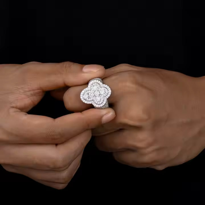 VVS Moissanite 925 Silver Iced Out Cross Ring for Men