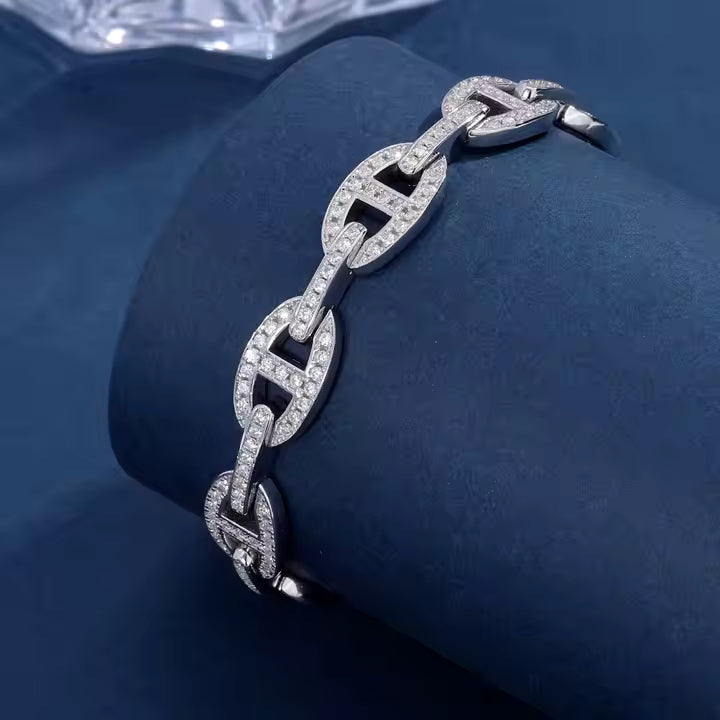 VVS Moissanite Cuban Chain 925 Silver Chain Bracelet