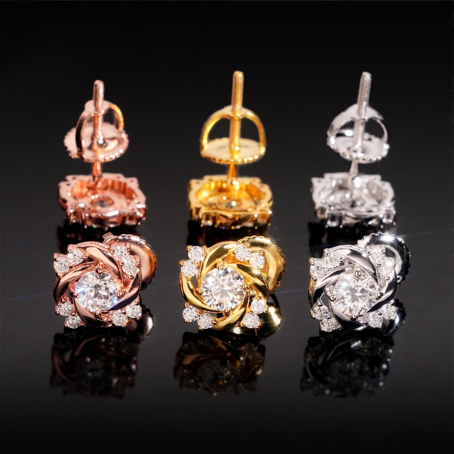 4mm 6.5mm Iced Out Pure 925 Silver VVS Moissanite-Floral Charmed Earrings