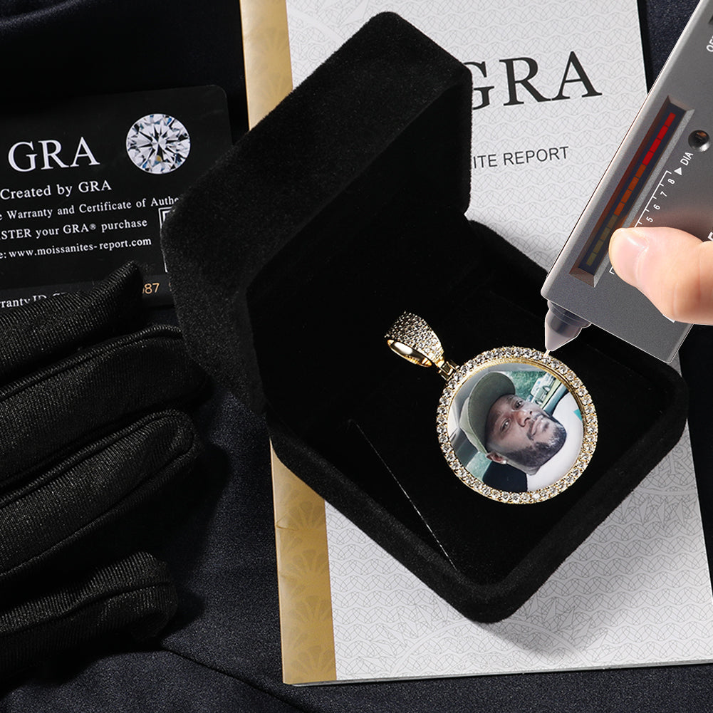 Custom Picture Memorial 925 Silver VVS Moissanite Pendant Only