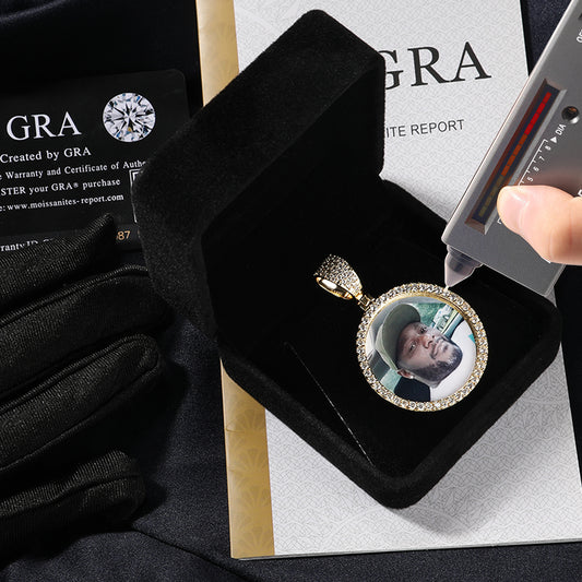 Custom Picture Memorial 925 Silver VVS Moissanite Pendant Only