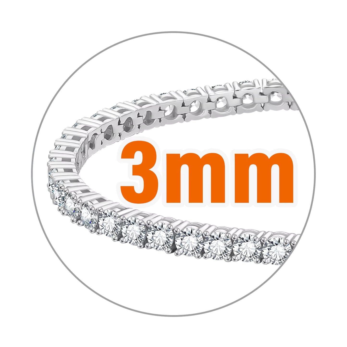 925 Sterling Silver VVS Moissanite 2mm 3mm 4mm Tennis Bracelet