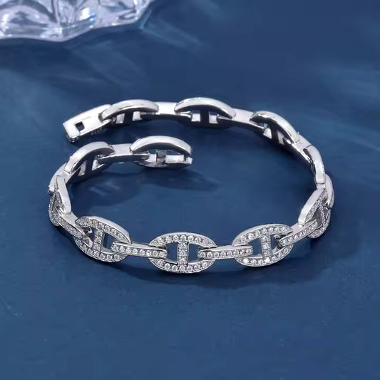 VVS Moissanite Cuban Chain 925 Silver Chain Bracelet