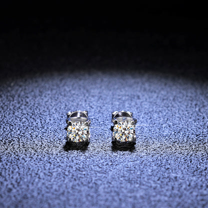 6.5mm VVS Moissanite 925 Silver 1 Carat Earrings Stud for Men