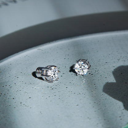 6.5MM Magnetic 925 Silver VVS Moissanite Earrings