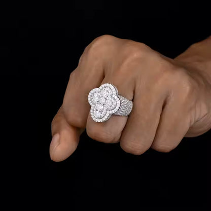 VVS Moissanite 925 Silver Iced Out Cross Ring for Men