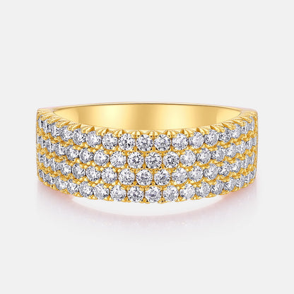 18k Gold Plated 925 Silver Four-Row VVS Moissanite Ring