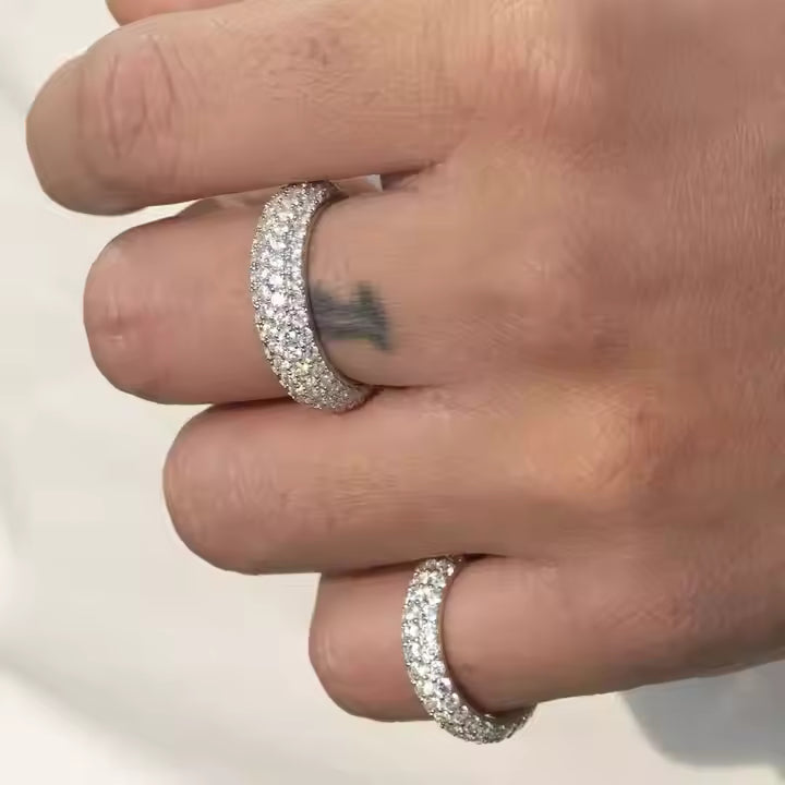 4rows VVS Moissanite 925 Sterling Silver Ring