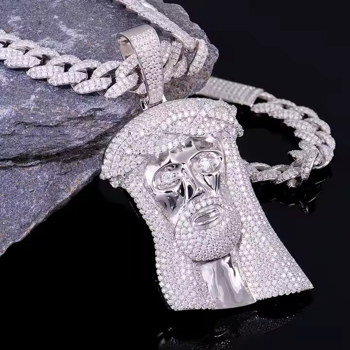 VVS Moissanite 925 Silver Jesus Pendant Only