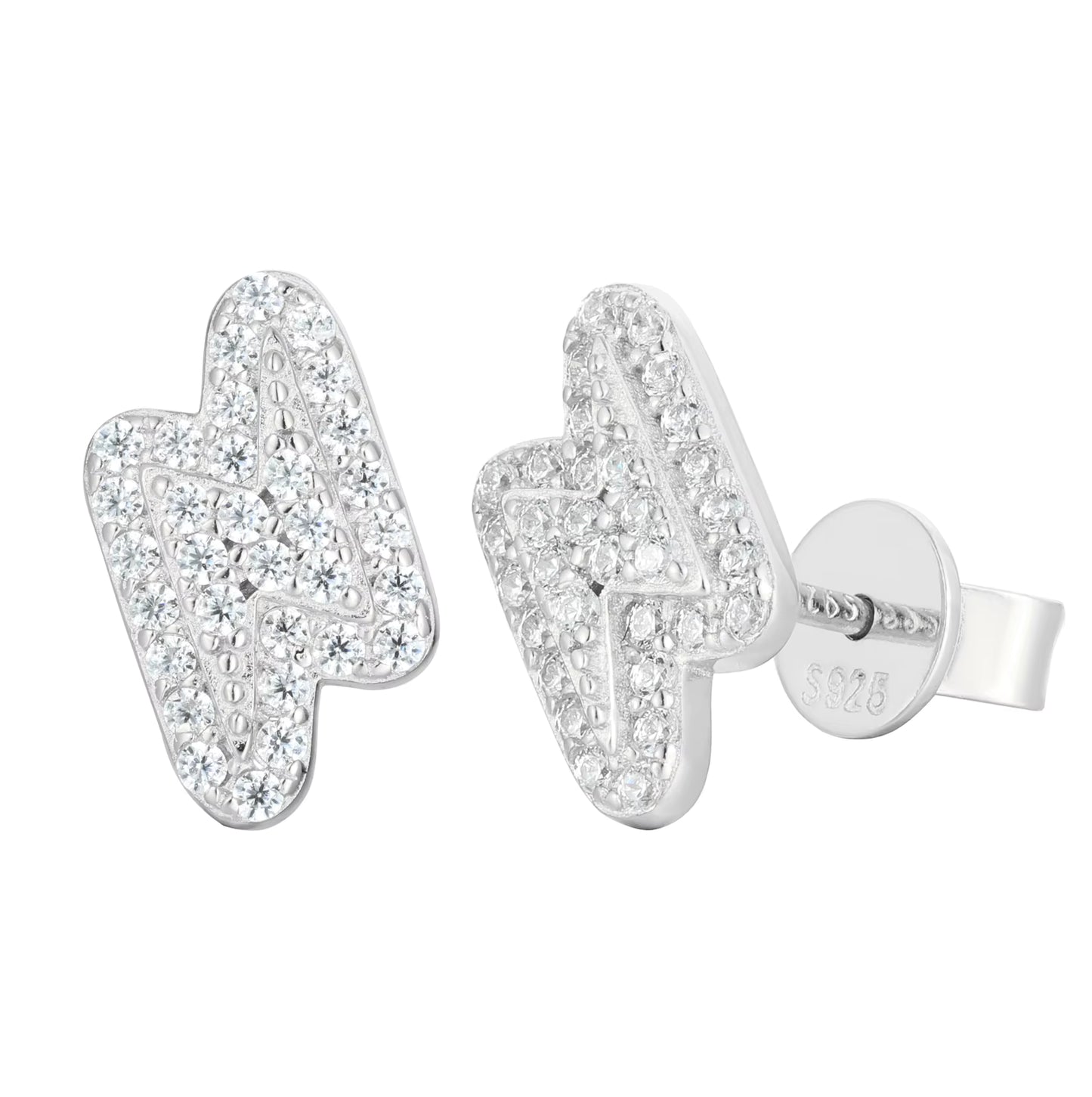 18K Gold Plated 925 Sterling Silver VVS Moissanite Lightning Bolts Stud Earrings