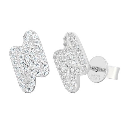 18K Gold Plated 925 Sterling Silver VVS Moissanite Lightning Bolts Stud Earrings