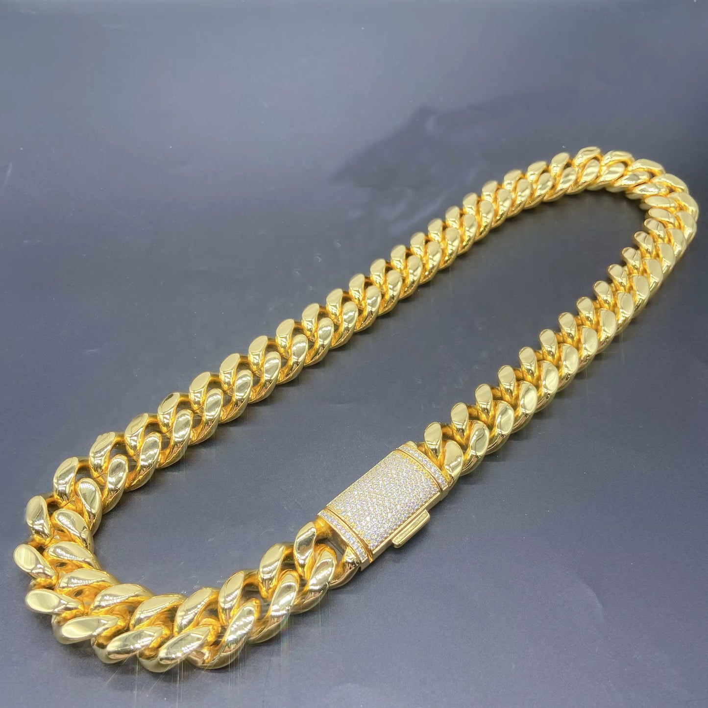 Gold Plated VVS Moissanite 925 Silver Cuban Link Chain