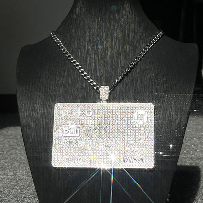 925 Silver Iced Out VVS Moissanite Credit Card Pendant Only