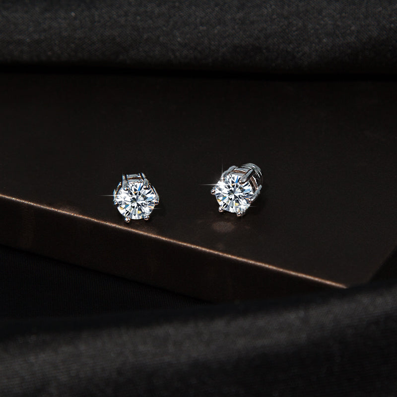 6.5MM Magnetic 925 Silver VVS Moissanite Earrings