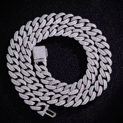 VVS Moissanite 925 Silver Iced Out Cuban Link Chain 8mm 10mm 12mm 15mm