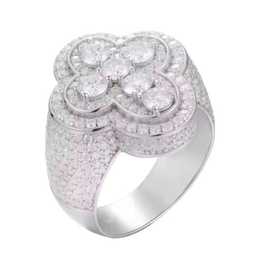 VVS Moissanite 925 Silver Iced Out Cross Ring for Men
