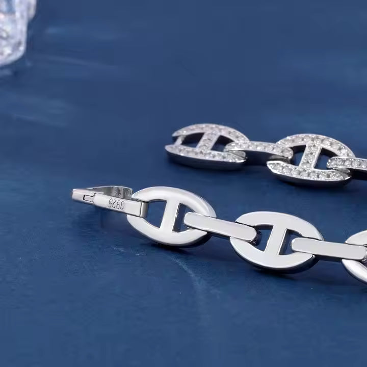VVS Moissanite Cuban Chain 925 Silver Chain Bracelet
