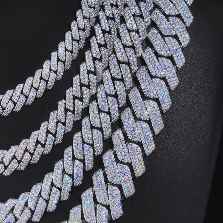8mm 10mm 12mm 925 Silver Iced Out Moissanite Cuban Link Chain