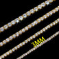 Rose, Gold, Silver - VVS Moissanite Men's 925 Silver Tennis Chain 2mm 3mm 4mm 5mm