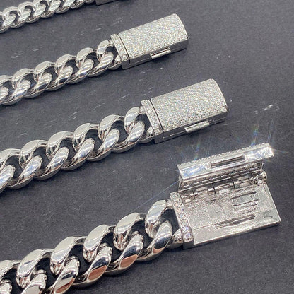 Gold Plated VVS Moissanite 925 Silver Cuban Link Chain