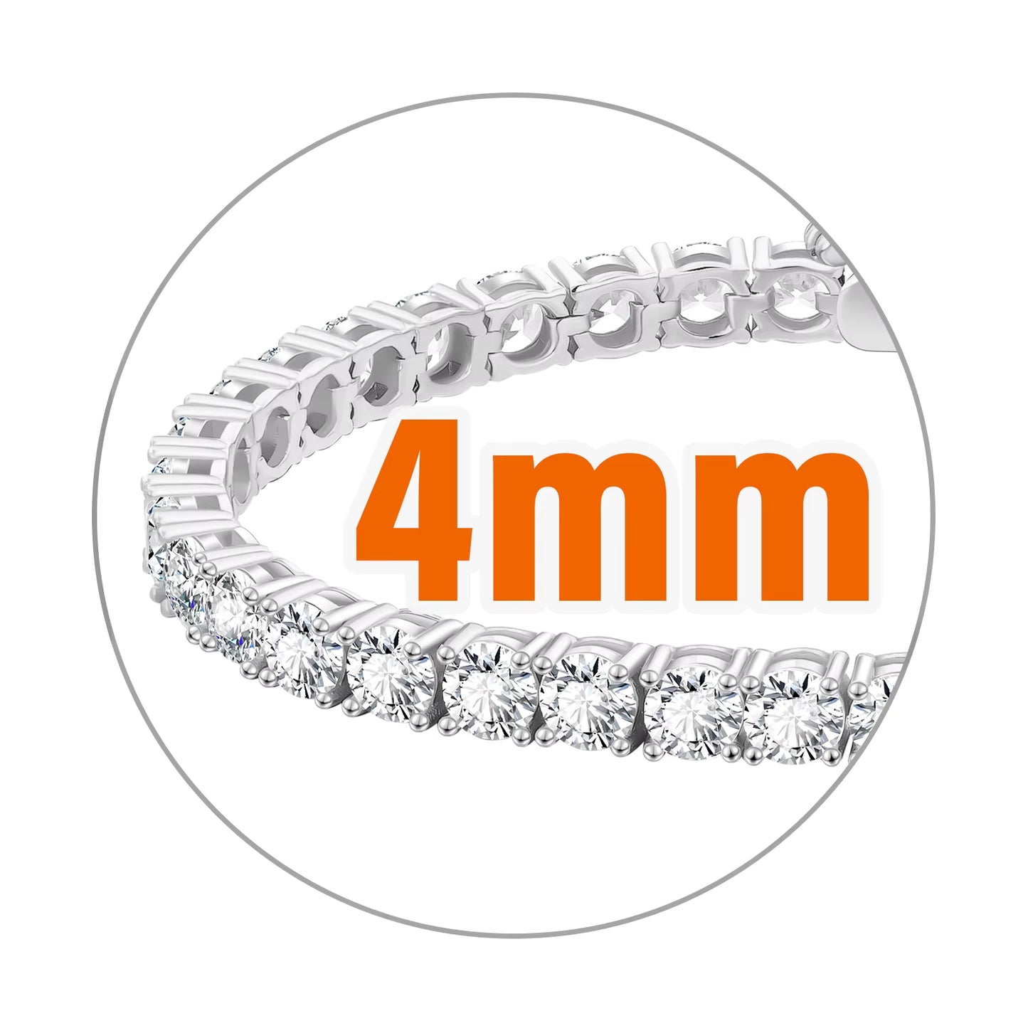 925 Sterling Silver VVS Moissanite 2mm 3mm 4mm Tennis Bracelet