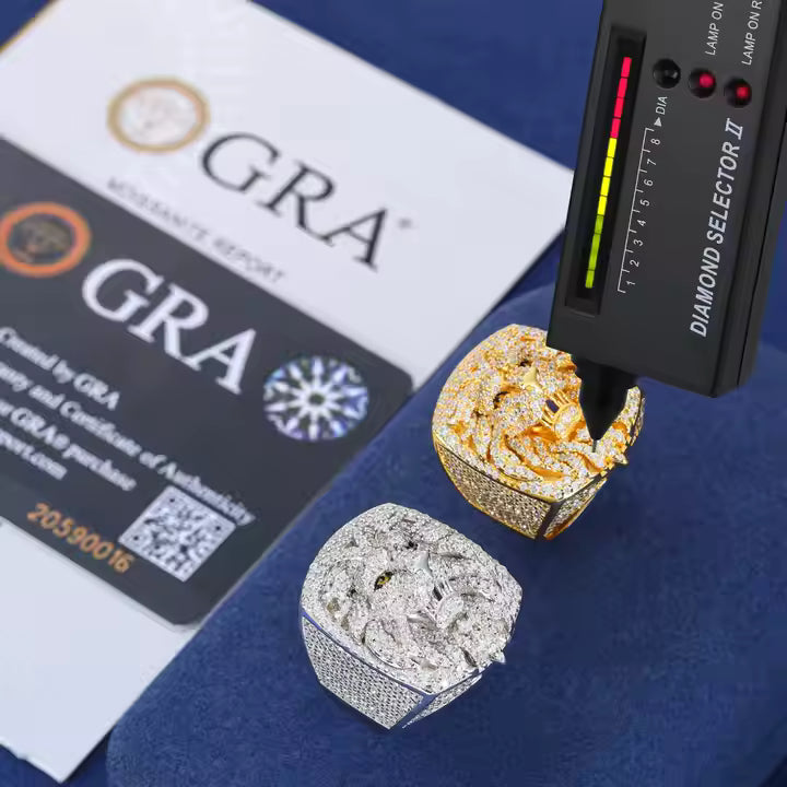 VVS Moissanite Iced Out 925 Silver Lion Head Ring