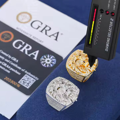 VVS Moissanite Iced Out 925 Silver Lion Head Ring