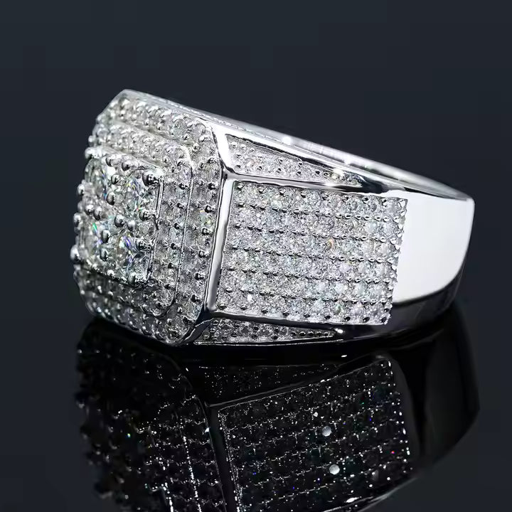 VVS Moissanite Cuban Men's 925 Sterling Silver Rings