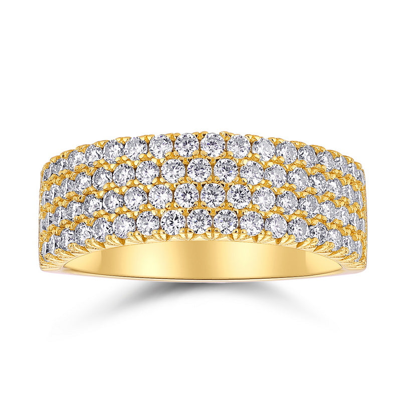 18k Gold Plated 925 Silver Four-Row VVS Moissanite Ring