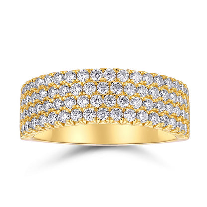 18k Gold Plated 925 Silver Four-Row VVS Moissanite Ring