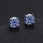 Multicolor VVS Moissanite 6.5mm Blue, Rose, Yellow Stud 925 Silver Earrings