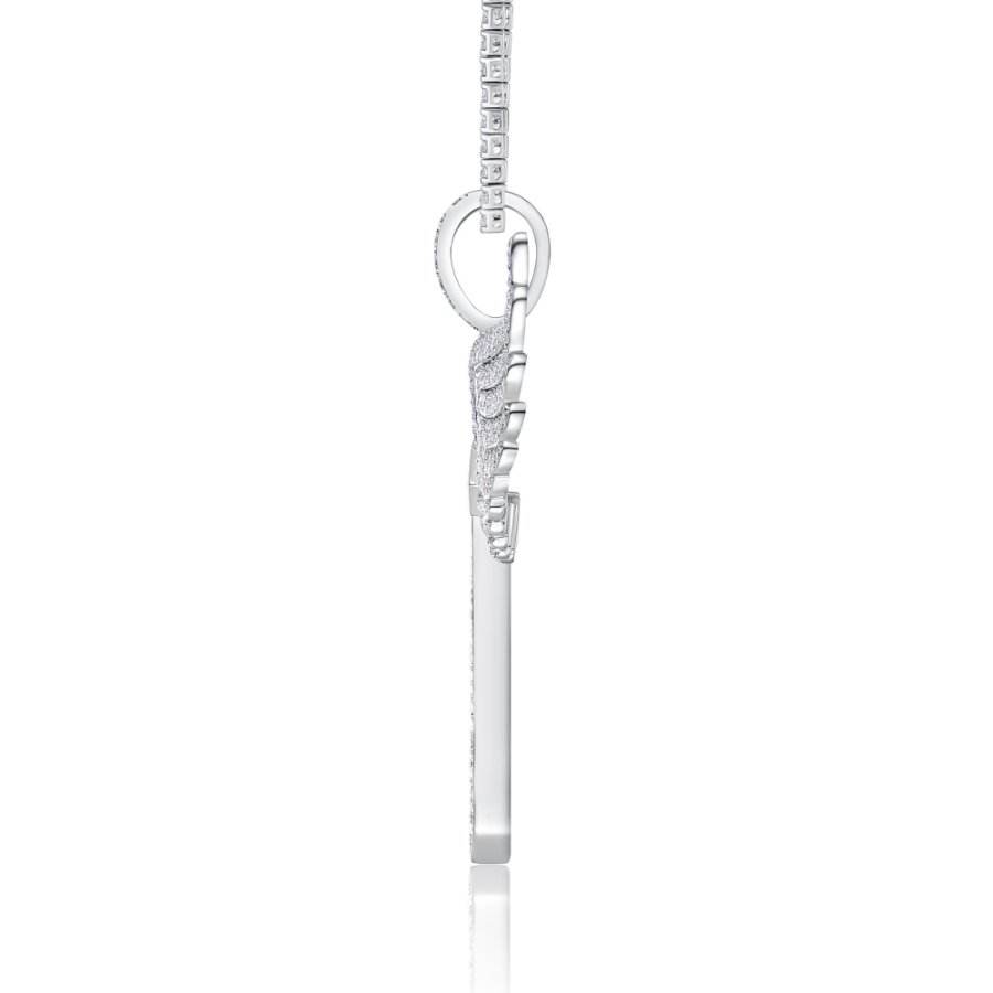 VSS Moissanite 925 Silver Angel Wing 53mm by 50mm Cross Pendant Only