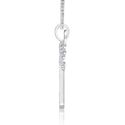 VSS Moissanite 925 Silver Angel Wing 53mm by 50mm Cross Pendant Only