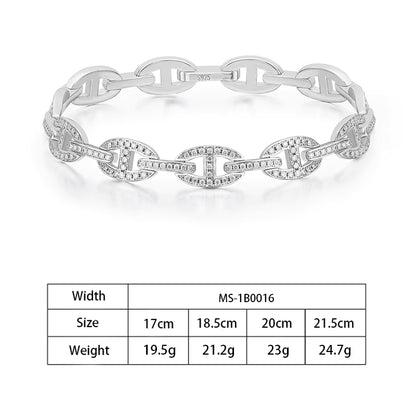 VVS Moissanite Cuban Chain 925 Silver Chain Bracelet