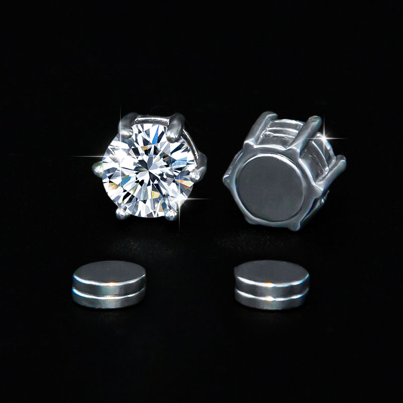 6.5MM Magnetic 925 Silver VVS Moissanite Earrings