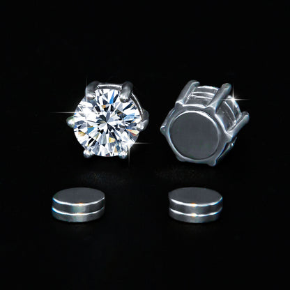 6.5MM Magnetic 925 Silver VVS Moissanite Earrings