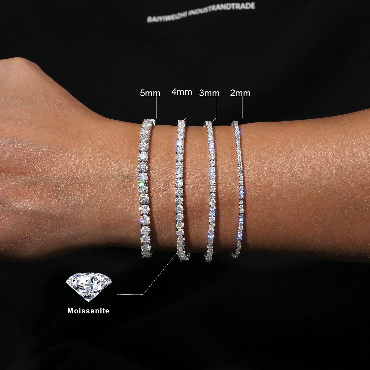 925 Sterling Silver VVS Moissanite 2mm 3mm 4mm Tennis Bracelet