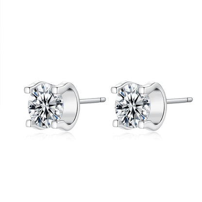 6.5mm VVS Moissanite 925 Silver 1 Carat Earrings Stud for Men