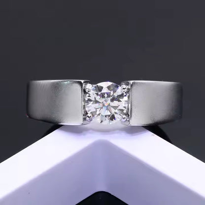 1ct Moissanite Men's 6.5mm VVS Moissanite 925 Silver Ring